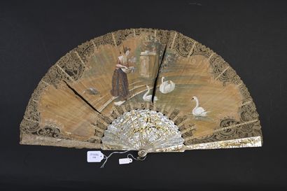 null Swans, Europe, ca. 1890
Folded fan, the silk leaf painted with a young woman...