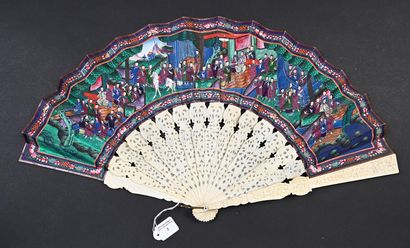 null Palais de Chine, Chine, XIXe siècle
Éventail plié, la feuille en soie doublée...