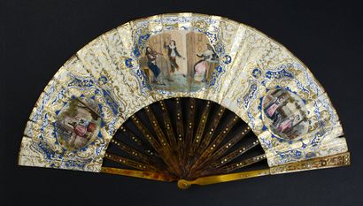 null Spanish dance, circa 1830 
Folded fan, the double sheet of lithographed paper,...