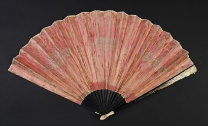 null Small pink clouds, Europe, circa 1800 
Folded fan, the cream silk leaf painted...