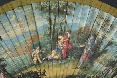 null The loves of Mars and Venus, Europe, ca. 1700 
Painted broken type fan of a...
