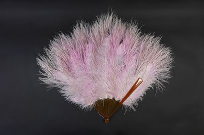 null Pink feathers, Europe, circa 1920
Ostrich feather fan, tinted pink, called half-pleasure...