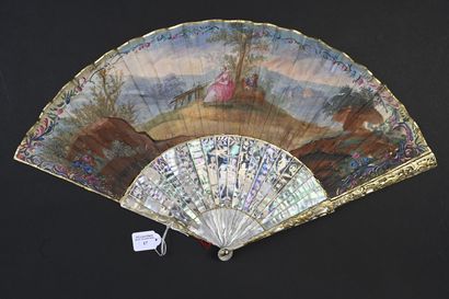 null The cage and the bird, Europe, ca. 1750-1760
Folded fan, the paper sheet painted...