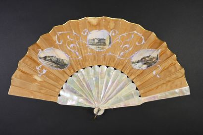 null "Hope is reborn, Chatelaine so beautiful", Europe, circa 1880 
Folded fan, the...