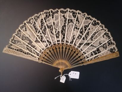 null Bindweed in bloom, Europe, circa 1900 
Folded fan, the lace leaf decorated with...