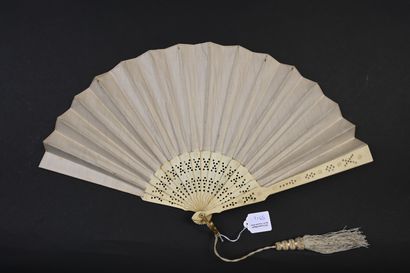 null Three fans, Europe, circa 1880
The cream satin leaves painted with flowers or...