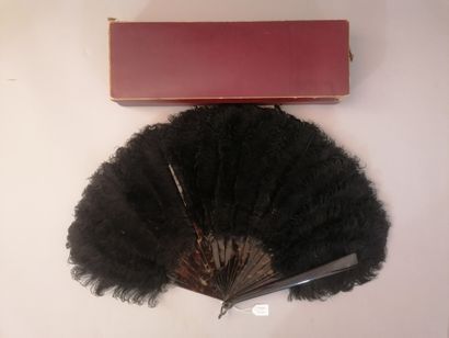 null Two ostrich feather fans, Europe, circa 1890 
*One, in black ostrich feathers....