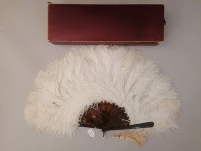 null Two ostrich feather fans, Europe, circa 1890 
*One, in black ostrich feathers....
