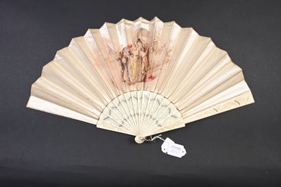 null After Lauronce, Europe, circa 1870-1880
Two folded fans, the leaf in cream satin...