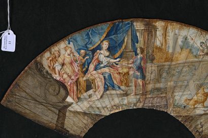 null The death of Sophonisbe, circa 1700
Fan leaf in painted skin, folded and dismantled....