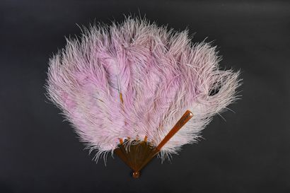 null Pink feathers, Europe, circa 1920
Ostrich feather fan, tinted pink, called half-pleasure...