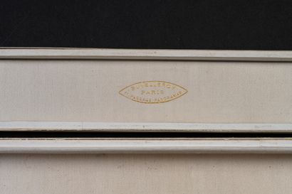 null Set of fan boxes, 19th century
Covered with cream satin