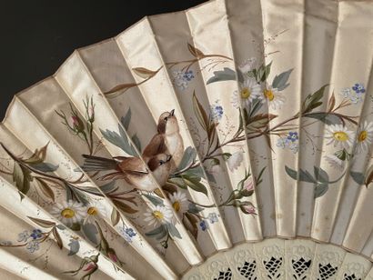 null Daisies and forget-me-nots, Europe, ca. 1880-1890
Folded fan, the cream satin...