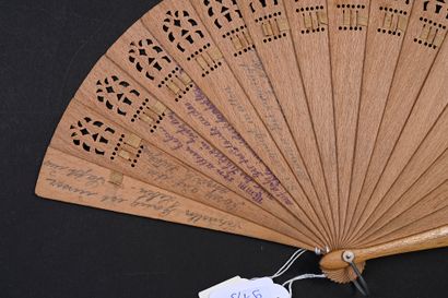 null Three autographed fans, Europe, late 19th century 
Of broken wooden type with...