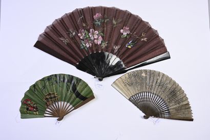 null Three fans, Europe, 19th-20th century
One, the leaf painted with flowers, and...