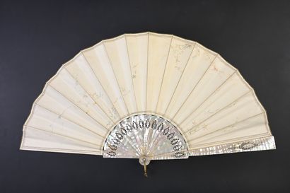 null The Joys of Spring, Europe, ca. 1890 
Folded fan, the double sheet in painted...