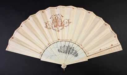 null Family happiness, circa 1880 
Folded fan, the double painted skin sheet of a...