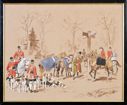 De Marcillac (XXe siècle) The appointment
Lithograph in color enhanced with gouache
46...