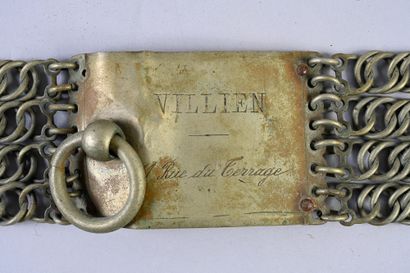 null Dog collar, with chains of gourmet on 4 rows, engraved : VILLIEN, 11 rue du...