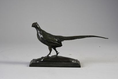 Antoine-Louis BARYE (1796 - 1875) Faisan marchant.
Bronze à patine brune, signé sur...