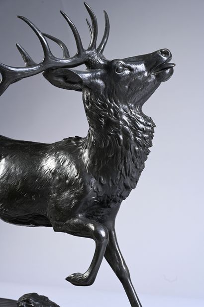 Antoine Louis Barye (1795-1875) d'après Deer of Virginia
Bronze with a brown-green...