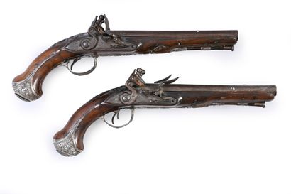 Important pair of hunting pistols.
Double...
