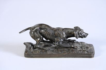 Victor Chemin (1823-1901) Chien braque
Bronze à patine brune, fonte ancienne signée...