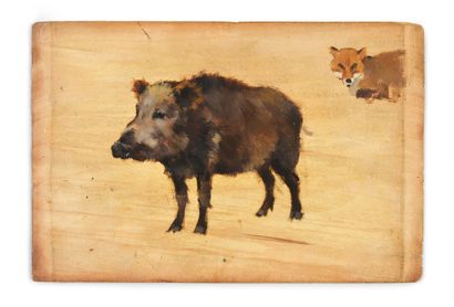 Georges Frédéric ROTIG (1873 - 1961) The bellowing of the stag, boar and fox.
Oil...