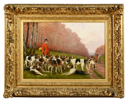 Georges LA ROCQUE (1839-1932) The relay of Dogs
Oil on canvas.
Important frame in...