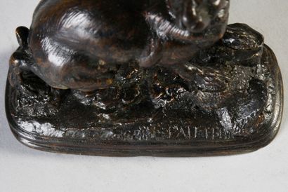 Ferdinand PAUTROT (1832 - 1874) Lapin de garenne à l'écoute.
Bronze à patine brune,...