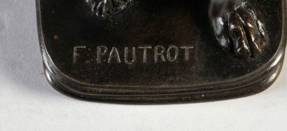 Ferdinand PAUTROT (1832 - 1874) Grand épagneul assis une sarcelle dans la gueule.
Bronze...