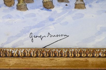 Georges Busson (1859 - 1933) Au Cheval Blanc
Aquarelle, signée en bas à gauche.
51...