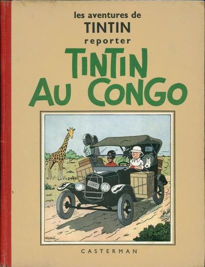 HERGÉ TINTIN 02. TINTIN AU CONGO. A3. Edition originale Casterman 1937. 4 horstexte...