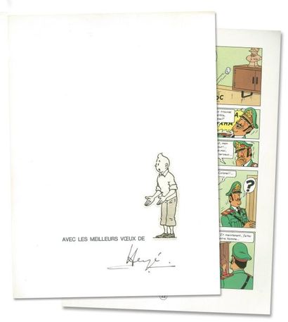 HERGÉ CARTE DE VOEUX 1977/1978. LA PLANCHE 22 BIS DE TINTIN ET LES PICAROS. Carte...