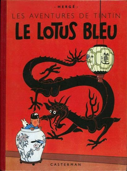 HERGÉ TINTIN 05. LE LOTUS BLEU. B1. EO Edition originale couleurs 1946. Dos rouge,...
