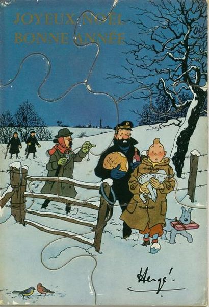 HERGÉ CARTE DE VOEUX 1960/1961. Tintin, Milou, Haddock, Tournesol et les Dupondt...