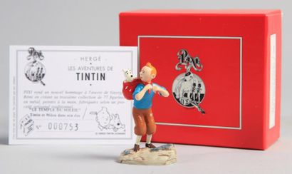 null PIXI 4558. LE TEMPLE DU SOLEIL TINTIN ET MILOU DANS SON DOS Figurine en métal...