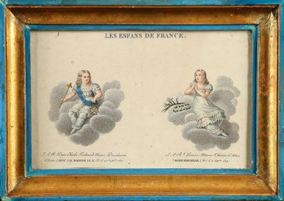 null Enfants de France. Gravure représentant un portrait du duc de Bordeaux portant...
