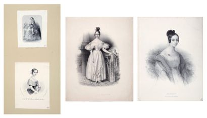 null Les princesse Mathilde, Charlotte et Clotilde Napoléon. Ensemble de quatre gravures...