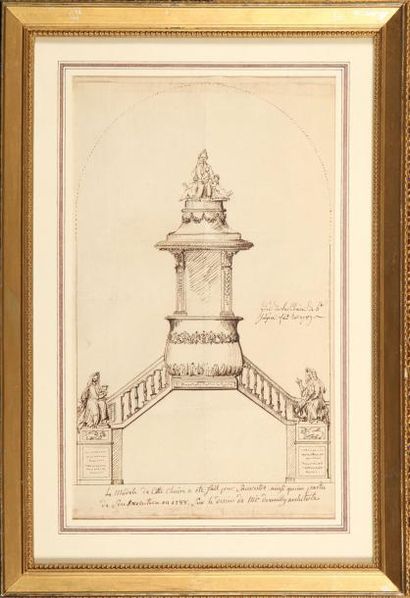 WAILLY Charles de (1729-1798) Projet de la Chaire de Saint-Sulpice. Dessin à la plume,...
