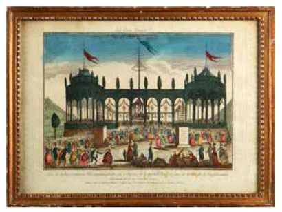 null Fête de la Confédération française, le 14 juillet 1790. Gravure ancienne rehaussée...