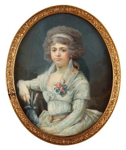 Ecole française du XIXe siècle Portrait de Charlotte Corday (1768-1793). Miniature...