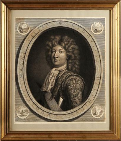null Louis de France, dit le Grand Dauphin, (1661-1711). Gravure de P. Van Fechuppen,...