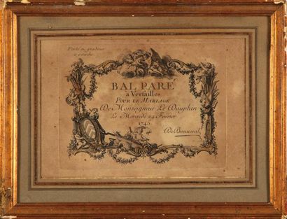 null Mariage du Dauphin de France. Invitation au Bal Paré, donné à Versailles à l'occasion...