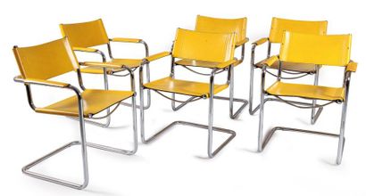Marcel BREUER (1902-1981) Suite de six fauteuils, modèle B34 design 1928 pour Thonet....