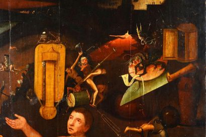 Pieter HUYS (Anvers 1515 - 1584) La naissance d'Adam Panneau de chêne, quatre planche(accidents...