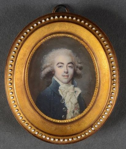 François DUMONT (1751- 1831) Rare miniature figurant le portrait de Louis de Kergorlay...