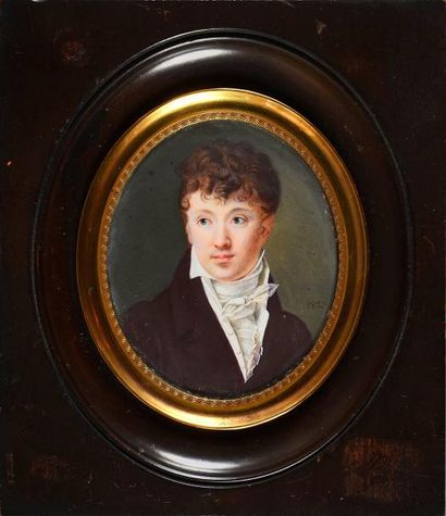 null Miniature ovale, Figurant un portrait du Comte Louis de Kergorlay Datée: 1823...