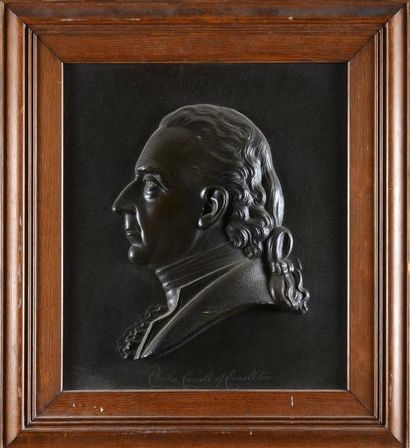 null Plaque en bronze figurant un profil d'homme H: 45,5 - L: 39,5 cm