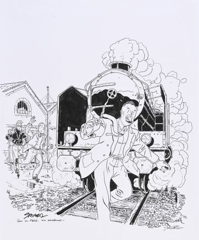 null SAVARD, Didier (Born 1950)
Dick Hérisson, T.9, Le 7ème cri, re-inked cover pencil.
Ink...